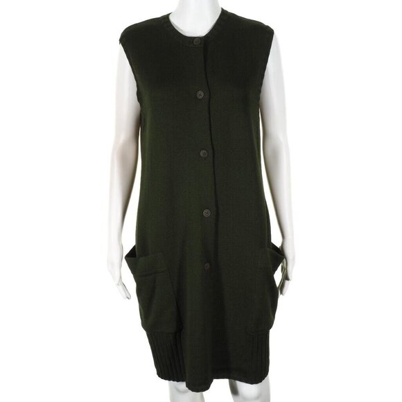 GISPA Dress Womens Size M Sweater Italy Merino Wool Blend  Green Sleeveless - Picture 2 of 10